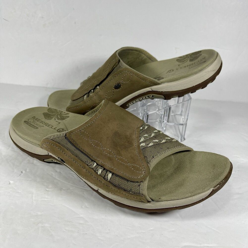 Merrell Aluminum QForm Air Cushion Sandals Women’s Size 10 Slip On Slides Brown